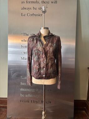 🆕 Express Women's Tie Dyed Brown & Green Utility Jacket